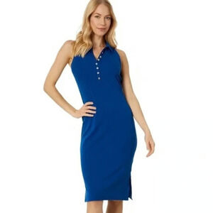 Lilly Pulitzer Womens Reema Sleeveless Midi Polo Dress in Aegean Navy Blue Large